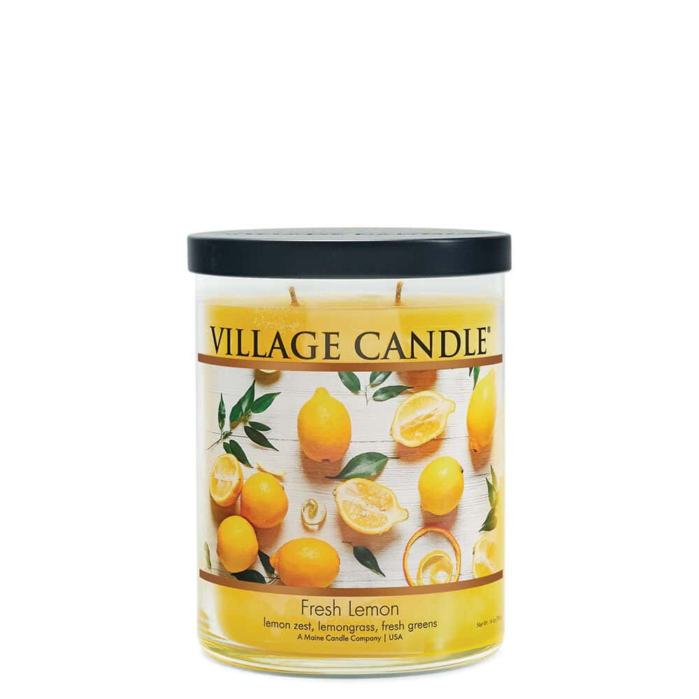 importshop24 Village Candle Tumbler mittleres Glas Fresh Lemon  Duftkerze