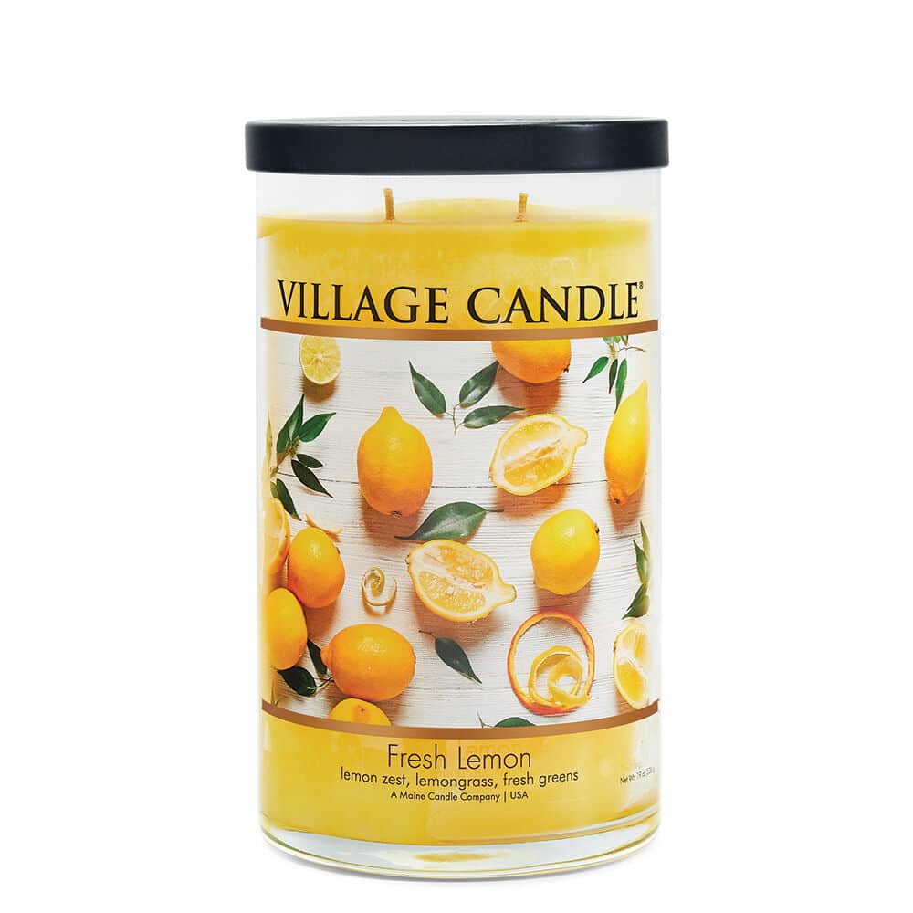 importshop24 Village Candle Tumbler großes Glas Fresh Lemon  Duftkerze