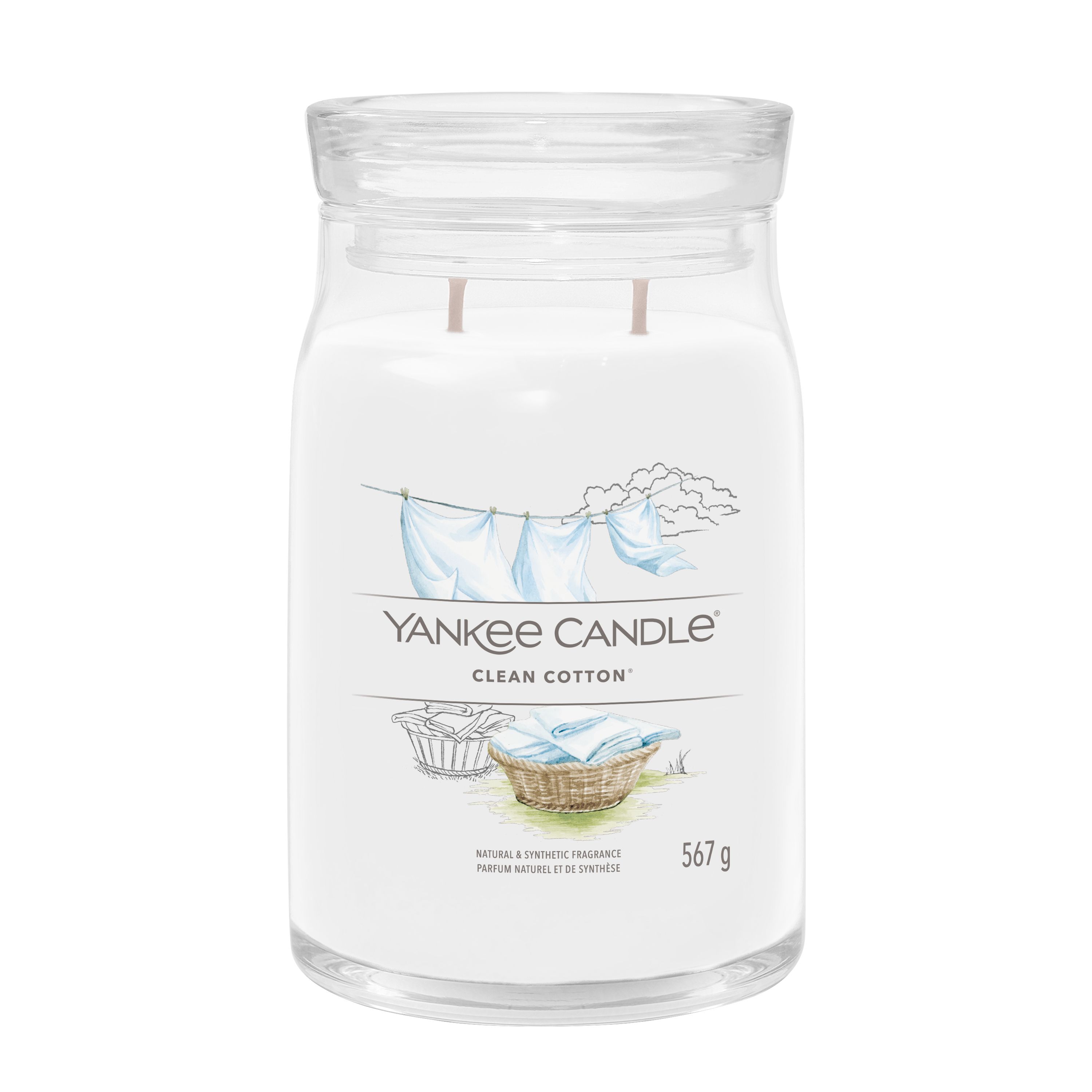 Yankee Candle großes Glas Clean Cotton - Duftkerze