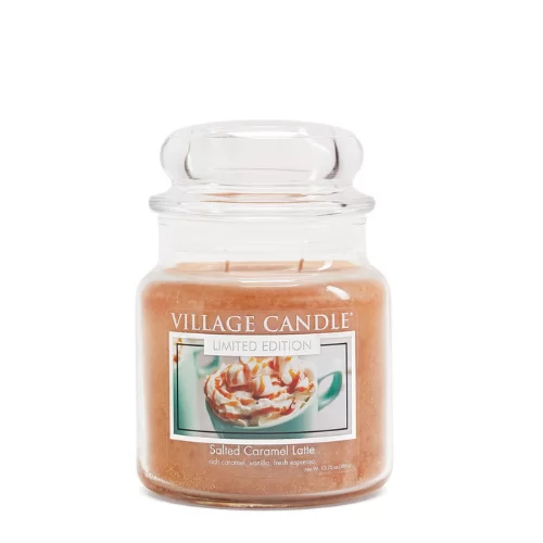 importshop24 Village Candle mittleres Glas Salted Caramel Latte  Duftkerze
