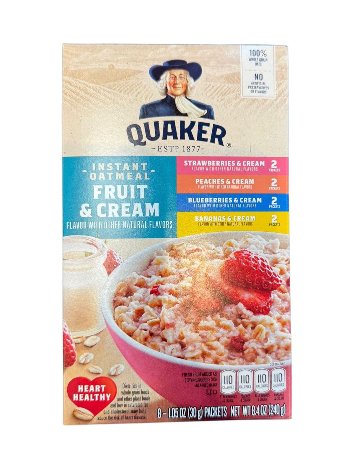 Quaker Instant Oatmeal Fruit & Cream - Instant-Haferflocken (240g) - MHD REDUZIERT Quaker Instant Oatmeal Fruit & Cream - Instant-Haferflocken (240g) - MHD REDUZIERT