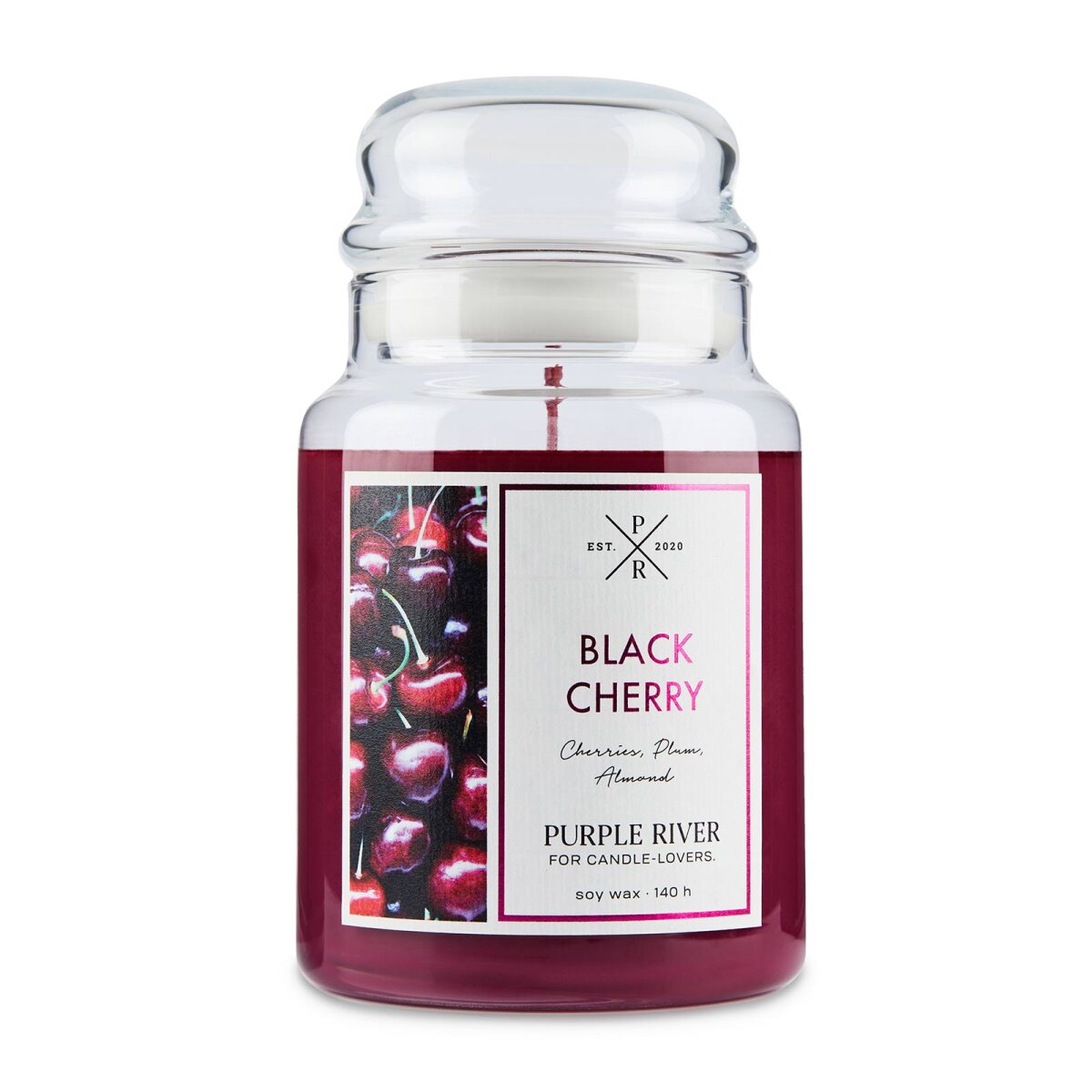 Purple River Candle großes Glas Black Cherry- Duftkerze