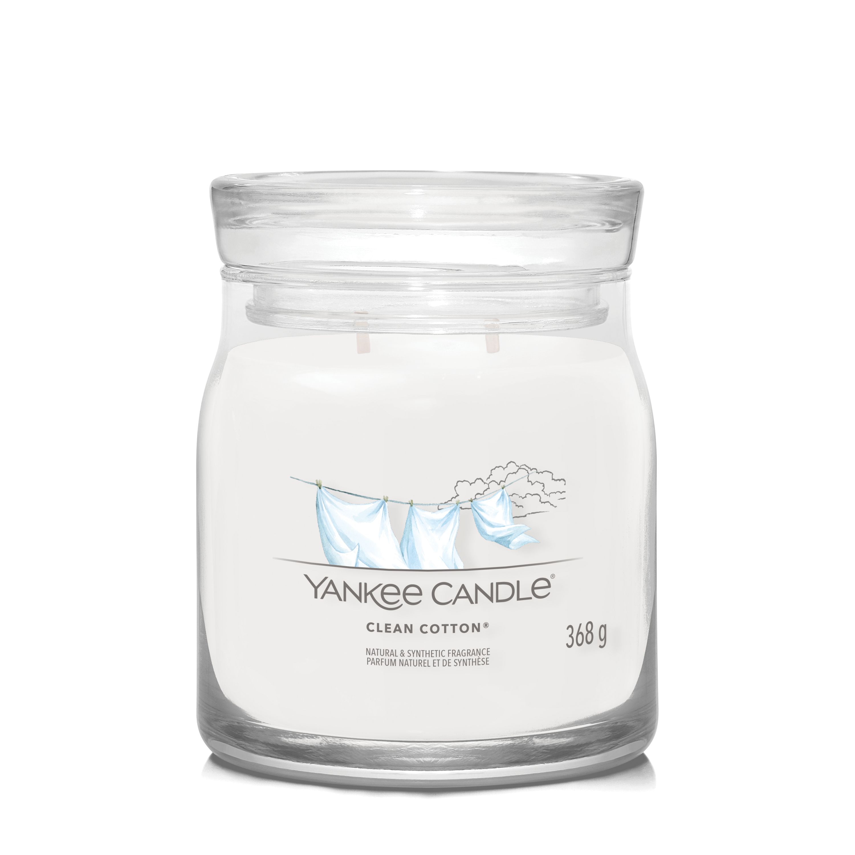Yankee Candle mittleres Glas Clean Cotton - Duftkerze