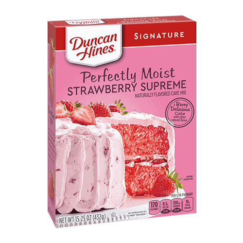 Duncan Hines Perfectly Moist Cake Mix - Strawberry Supreme Backmischung - MHD REDUZIERT